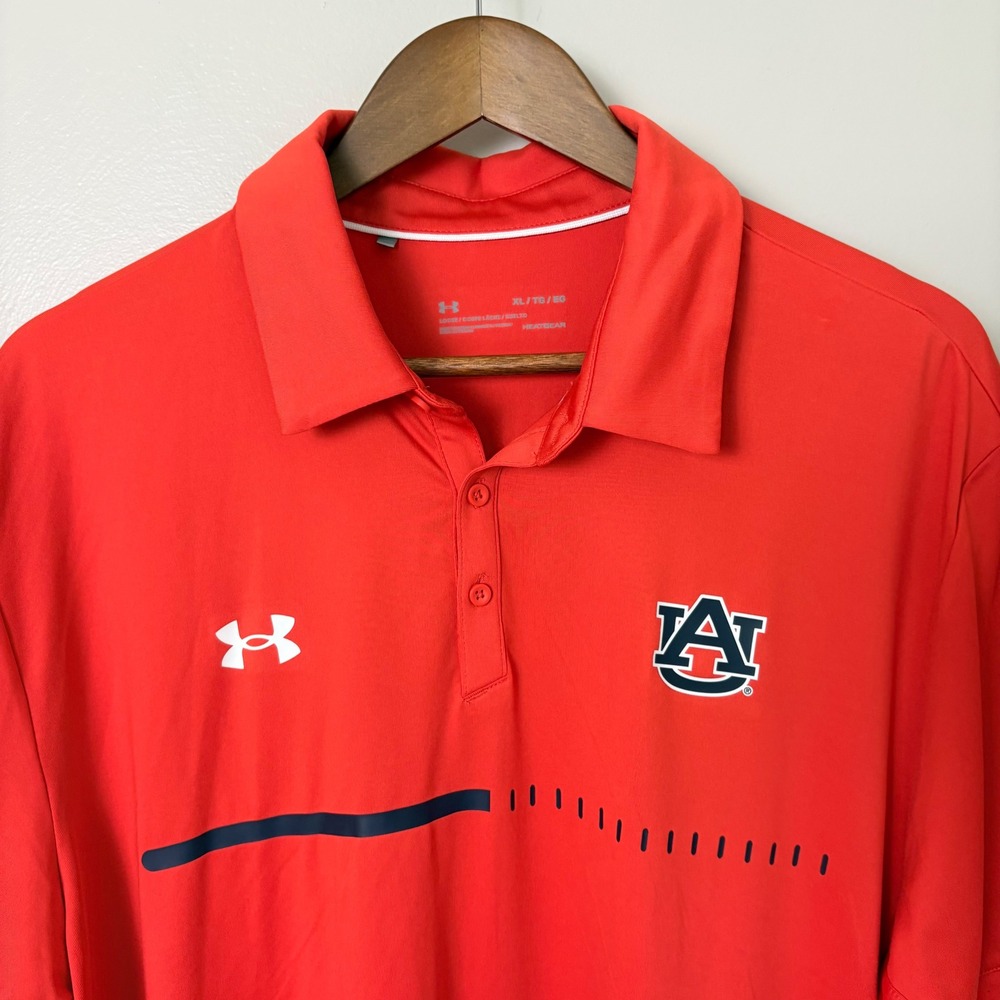 Under Armour Polo Shirt Mens XL Orange Auburn Tigers‎ HeatGear Game Day NCAA